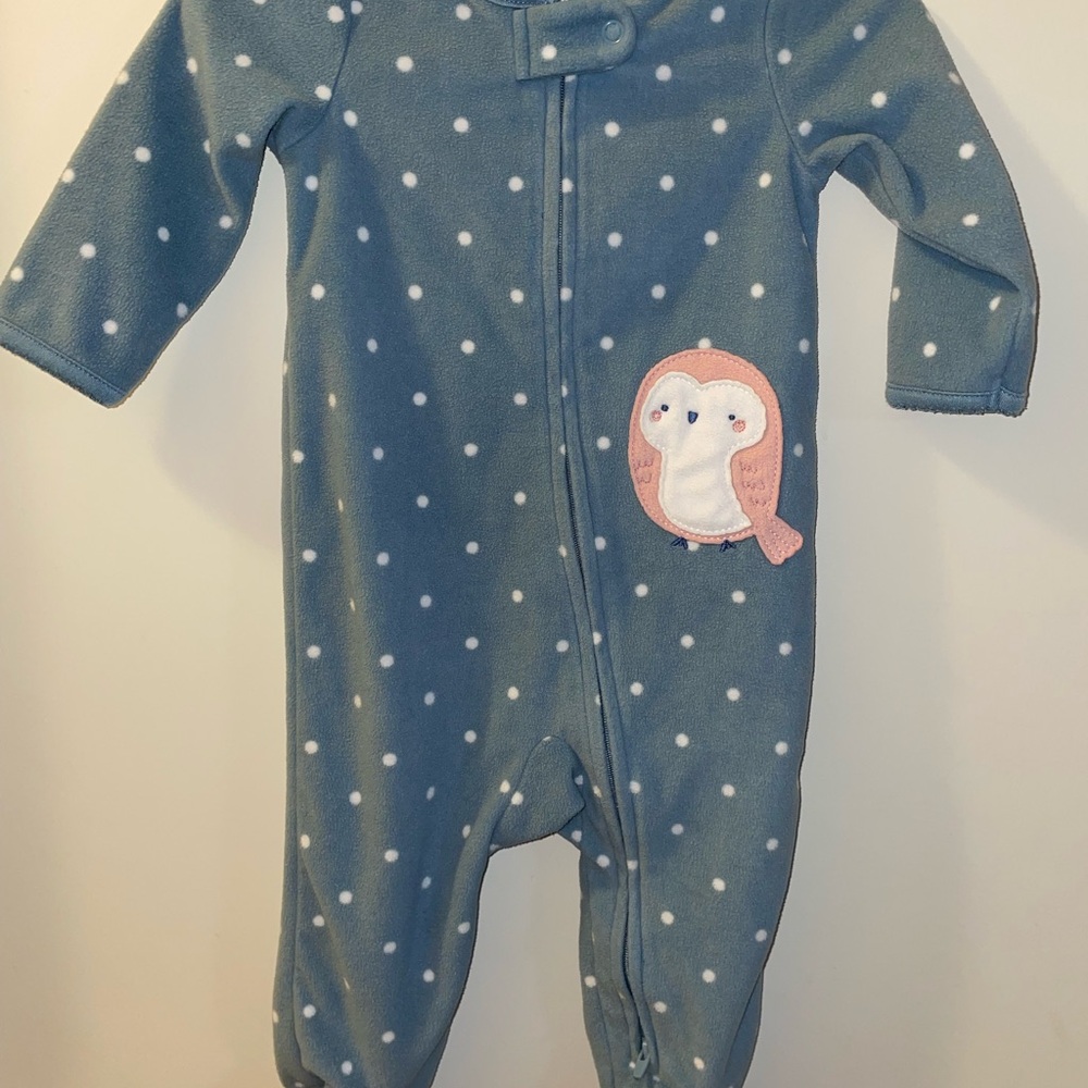 Polka Dot Kids One Piece with Owl Patch
